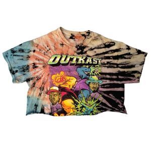 Outkast Colorful Tie Dye Short Sleeve  Cropped Tshirt Size Medium